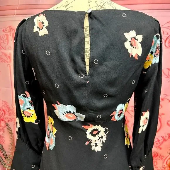 Free People Sunshadows Slit Sleeve Mini Dress Black Combo 4 - Picture 14 of 16